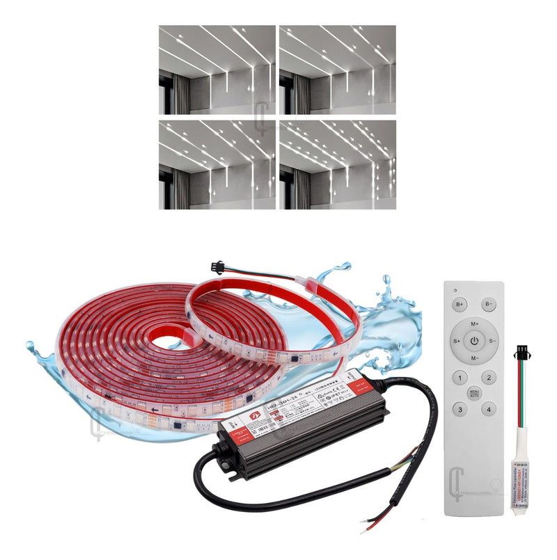 Fita de LED Sequencial 24V IP68 – Submersível, com 3 Temperaturas de Cor e Efeitos Personalizáveis