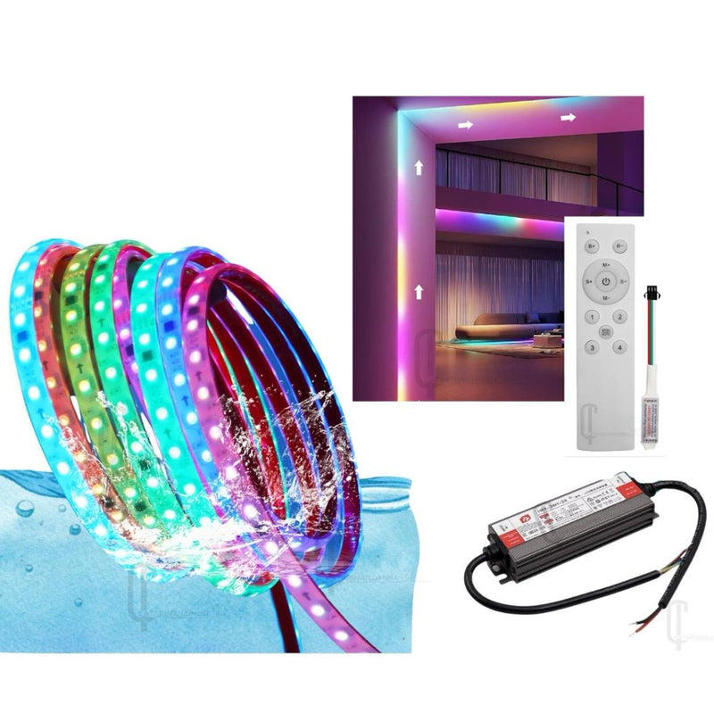Kit Fita de LED Sequencial RGB 24V IP68 – Iluminação Submersível para Piscinas, Fontes e Ambientes Externos