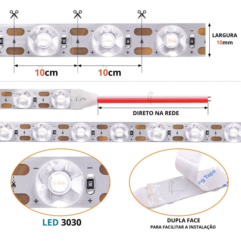 Fita de Led ( Ligação Direta 60 Leds/M 24W/M 5mts 127v)