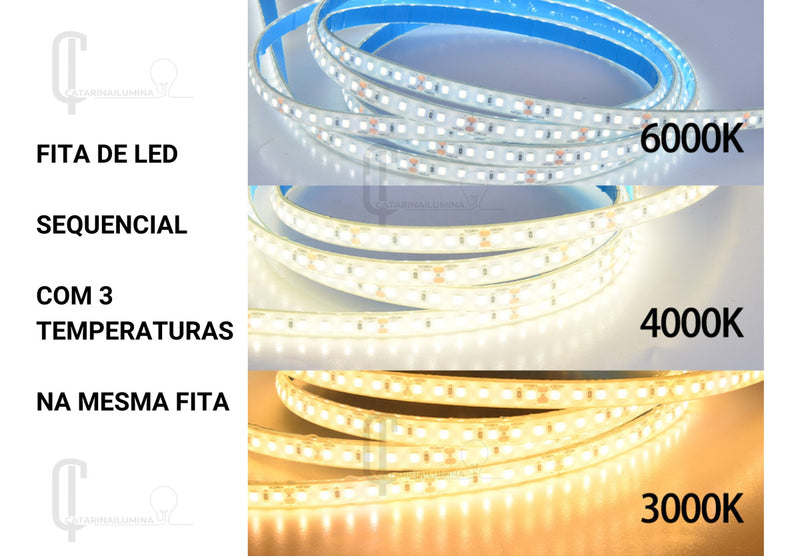 Fita de LED Sequencial 24V IP68 – Submersível, com 3 Temperaturas de Cor e Efeitos Personalizáveis