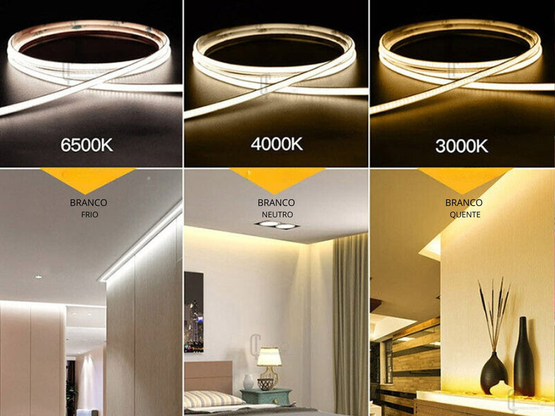 Fita LED Catarina Ilumina Ultra Slim COB 3mm – Iluminação Contínua e Potente para Ambientes Internos
