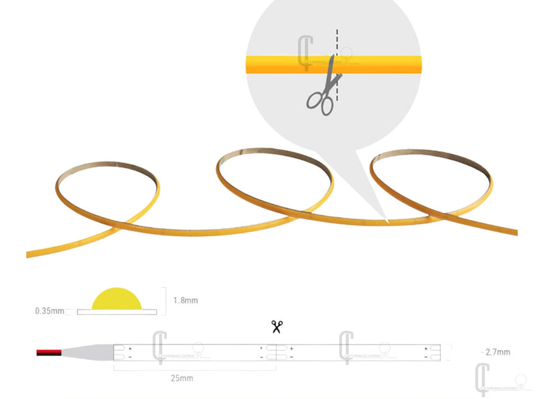 Fita LED Catarina Ilumina Ultra Slim COB 3mm – Iluminação Contínua e Potente para Ambientes Internos
