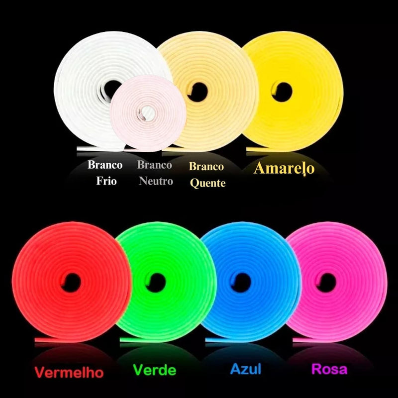 Mangueira Led Neon 12v 12x6mm BF 6000k 50mts