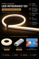 Perfil LED Flexível 12V IP65 (10m + Fonte Bivolt + Conectores)