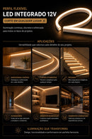 Perfil LED Flexível 12V IP65 (10m + Fonte Bivolt + Conectores)
