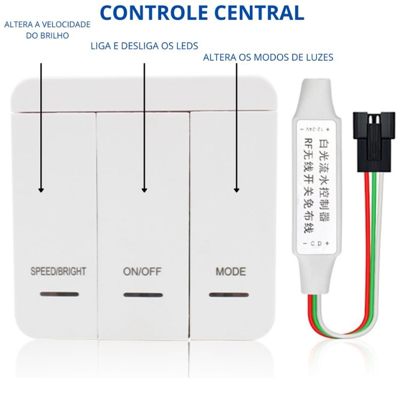 Fita de Led Sequencial ( 10m IP20 + Controladora + Controle + Fonte 3000K, 4000K e 6000K )