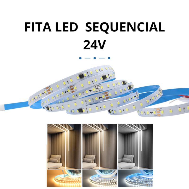 Fita de Led Sequencial ( 10m IP20 + Controladora + Controle + Fonte 3000K, 4000K e 6000K )